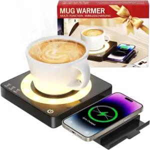 홀브이 커피 머그 워머 스마트 15W 무선 전화 충전 3가지 열 설정 온도 조절 8시간 자동 꺼짐 캔들 음료