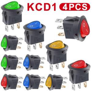 4/8Pcs KCD1 자동차 라운드 전원 스위치 버튼 12V/220V 3Pin ON/OFF 로커 16A 12V 4 색 Led 빛
