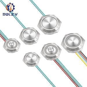 16/19/22mm 전선 포함 숏 스트로크 방수 금속 푸시 버튼 스위치 1NO 순간 자체 재설정 Led 조명 12-24V