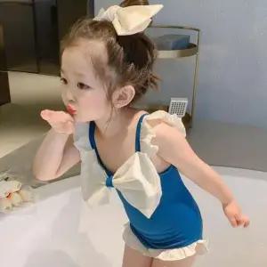 리본 블루 수영복