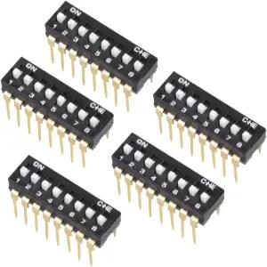 회로 브레드보드 PCB용 uxcell 5pcs 블랙 DIP 스위치 1-8 위치 2.54mm 피치