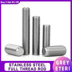 1-20피스 스레드로드 304 스테인레스 스틸 나사 직경 30-300mm 완전 미터법 헤드리스 볼트 M3 M4 M5-M20