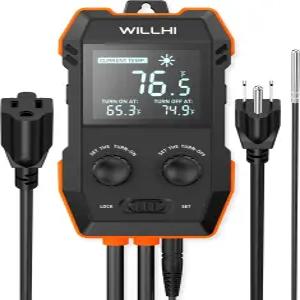 윌히 WH2408 온도 컨트롤러 10A 1200W 파충류 테라리움 온실 홈브루 수족관 묘목 매트 난방 또는 냉방