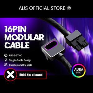 AIJS GPU16PIN 모듈형 케이블 5V 3핀 18AWG 90이 포함된 12VHPWR ARGB ° 직각 남성-남성 디자인 5090/3070
