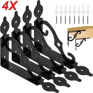 숨은선반브라켓 4PCS S자형 헤비 듀티 금속 앵글 브래킷 직선형 파티션 지지대 두꺼운 지지 프레임