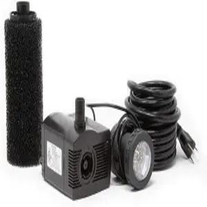 베켓 코퍼레이션 LV450T 458 GPH 실내/외 연못 분수대 어항 수족관 및 폭포용 잠수식 LED 경수 펌프 블랙