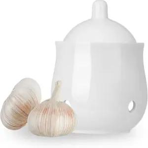 뚜껑이 있는 Childike 마늘 키퍼 조리대용 미니 도자기 화이트 저장 용기 세이버