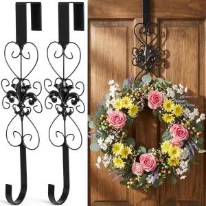 오토링 2팩 현관문용 블랙 화환 걸이 2개 튼튼한 금속 15.5인치 도어 우아한 디자인의 장식 부활절