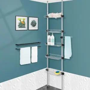 수건수납 H-기둥식욕실선반 400 5단 화장실정리 스텐수납정리대