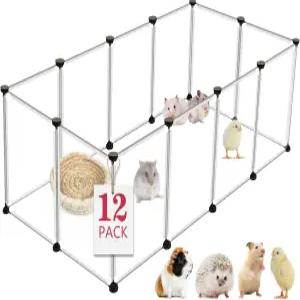 VISCOO 12 패널 투명 소형 동물 플레이펜 48 x 24 16 휴대용 애완동물 플라스틱 인클로저 기니피그 토끼