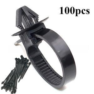 10 100PCS 자동차 나일론 블랙 케이블 푸시 마운트 와이어 패스너 클램프 클립 관리 주최자