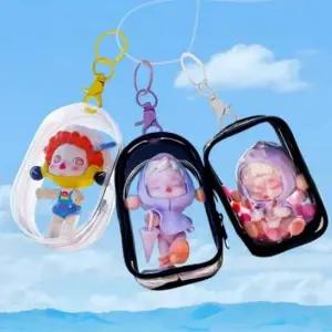 투명 파우치 미니 인형 피규어 꾸미기 키링 고리