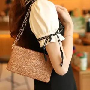 라탄숄더백 체인 숄더 라탄 백 여름 데일리 가방 브라운