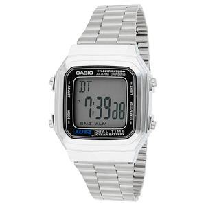 eAj 카시오 남성용 빈티지 A178WA-1A 실버 스테인리스 스틸 쿼츠 시계(그레이 다이얼 포함)