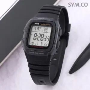 카시오 W-96H-1B 군인 군용 스퀘어 듀얼타임 스포츠 남자 우레탄 시계 d3