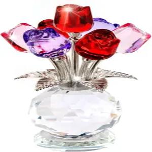 2.8 *4.7 크리스탈 로즈 부케 꽃 피규어 핑크 퍼플 및 레드 플라워 장식 연인을 위한 발렌타인 데이 선물