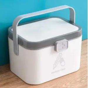 구급함 소형 2단 분리형 휴대용 약상자 화이트그레이