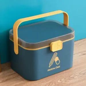 구급함 약보관함 2단 분리형 소형 블루 약상자