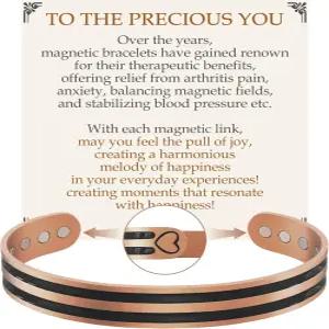 남성 여성용 페라코 퓨어 구리 팔찌 초강력 마그네틱 커프 뱅글 3500 가우스 네오디뮴 자석 99.99 생명나무