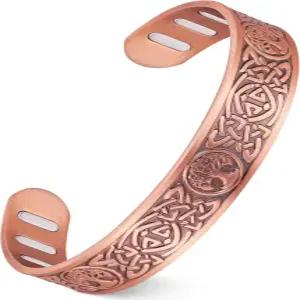 남성용 페라코 구리 팔찌 5배 초고강도 마그네틱 커프 뱅글 5000 가우스 네오디뮴 자석 99.99 순수 보석