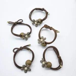 예쁜 머리끈 꽃잎 머리고무줄 브라운