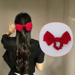 왕리본 곱창밴드 머리끈 레드