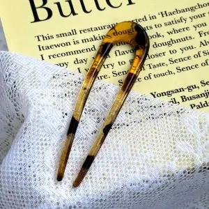 올림머리 뒤꽂이 유광 U자비녀 호피