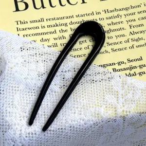 올림머리 뒤꽂이 유광 U자비녀 블랙