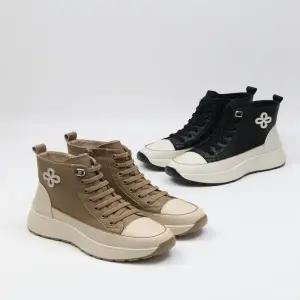 하이탑 스니커즈 여성용 두꺼운 솔 꽃로고 캐주얼 128188