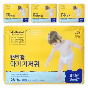 노브랜드 팬티형 아기기저귀 팬티 기저귀 특대형 공용 28개입 4팩
