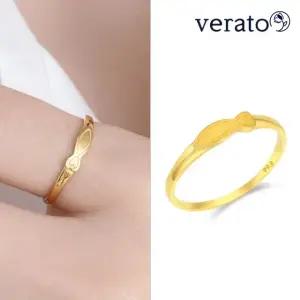 베라토 24K 행운 물고기 플랫 반돈 반지 1.875g