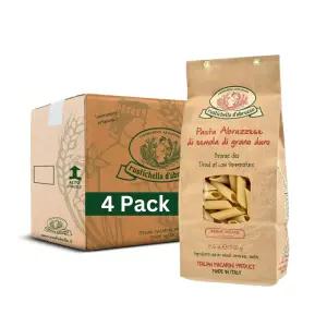 루스티첼라 다브루초 펜네 리가테 파스타 4팩 각 500g - 클래식 듀럼 밀 쇼트 리지 소스에 이상적 10-12분