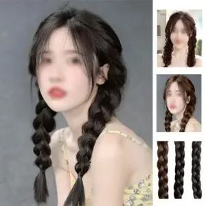 땋은 머리 여성 코스프레 포니테일 부분가발 KM