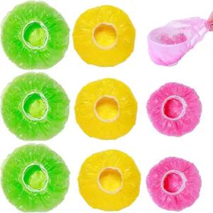 Mwellewm 플라스틱 그릇 커버 탄력 재사용 가능 식품 보관 스트레치 사란 랩 샤워 캡 신선 가방 가족 야외