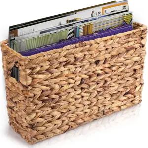 예스랜드 손으로 짠 좁은 물 히아신스 홀더 위커 바구니 15.5 x 5.5 9.75 인치 가정 사무실 책상용 장식