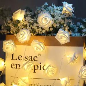 디오체 플라워 조명 3미터 20LED USB 인조 꽃줄 장미 요정 침실 크리스마스 발렌타인데이 웨딩 파티 장식