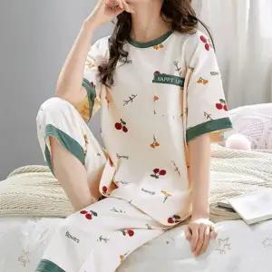 [라일리여성언더웨어] Rly 여성 여름 체리 프린팅 잠옷 홈웨어 밴딩 파자마