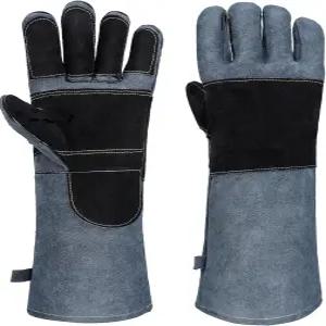 ENPOINT 동물용 핸들링 장갑 물림 방지 고양이 그루밍 용접 정원 가꾸기용 고강도 펑크 15.7인치 그레이