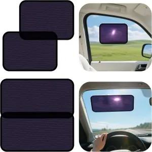 측면 창문 및 앞유리용 ZATUTO 정적 접착 자동차 선쉐이드 4팩 확장 가능 선블로커 강화 프레임 안티