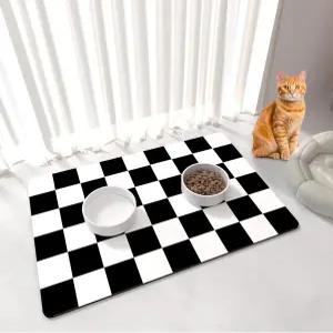 고양이 사료 매트 - 12 x 20 및 물그릇용 개 체크무늬 애완동물 플레이스 먹이기 지저분한 음주자를 위한