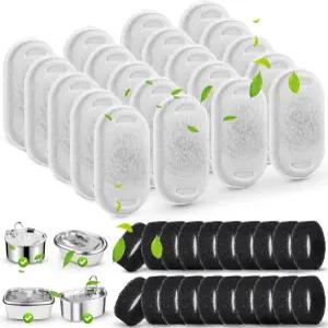 67온스/2L 및 108/3.2L 스테인리스강 애완동물 분수 교체용 소론 고양이 필터 20개의 물그릇 디스펜서 설치