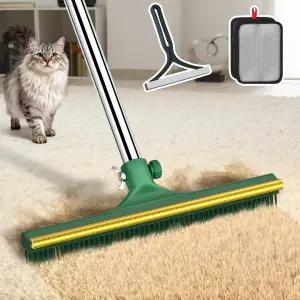 애완동물 털 제거용 카펫 갈퀴 조절 가능한 손잡이가 있는 60인치 양면 도구 러그 매트 침대 계단 소파용