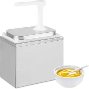 살라둘스 2L 소스 디스펜서 펌프 스테인리스강 조미료 스테이션 2.1쿼트 병 포함