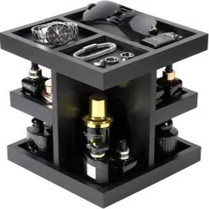 남성용 EXIN DECHEN 쾰른 오거나이저 로테이션이 있는 3단 나무 향수 선반 책상 아내가 주는 아빠 선물