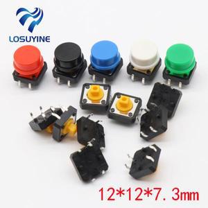 20PCS 촉각 푸시 버튼 스위치 순간 12x12x7.3MM 마이크로 + 5 색 택트 캡)