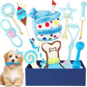 강아지 생일 케이크를 위한 라운드퍼니 11개 장난감 선물 소녀 남자 삐걱거리는 인터랙티브 소형