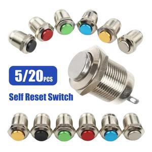 5/20pcs 12mm 방수 순간 높은 라운드 금속 푸시 버튼 스위치 자동차 시작 경적 스피커 벨 재설정