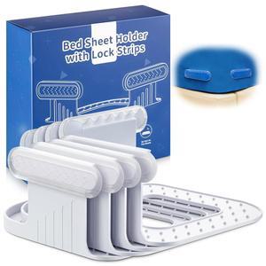 스트립이 있는 AUKCLAX 침대 시트 홀더 향상된 스트랩이 코너 헤비 듀티 클립 더 이상 없음 시트를 단단하고 단단히 고정하고 쉽게 설치 (분명)