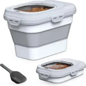 TIOVERY 개 사료 보관 용기 소형 1013파운드 접이식 밀폐형 투명 플립탑 및 애완동물 스쿱 고양이 새용 통