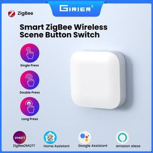 GIRIER ZigBee 3.0 스마트 씬 스위치 무선 푸시 버튼 홈 자동화 시스템용 어시스턴트 ZigBee2MQTT와 호환